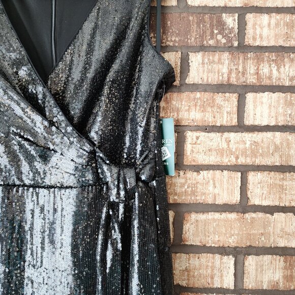 NWT Lauren Ralph Lauren Long Sleeveless Sequin Dress Size 8 - Picture 3 of 11